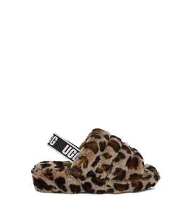 Women’s Size 7 Leopard UGG Fluff Yeah Slippers Leopard Print - Picture 1 of 3