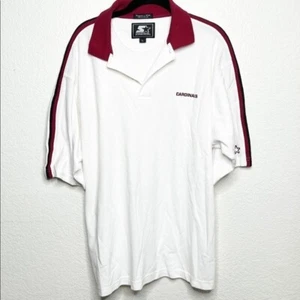 Starter Men’s Cardinals White w/ Red Stripes Short Sleeve Polo Shirt Size Large - Picture 1 of 5