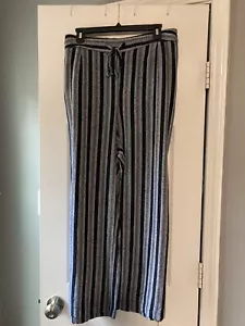 Plus size navy/white stripe linen drawstring pants with two side pockets size 3x - Picture 1 of 2