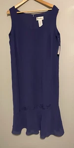 Vintage Danny & Nicole Women Dress 16W Blue Chiffon Floral Embroidered Fairy 90s - Picture 1 of 8