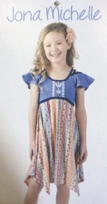 Vestido para niñas Jona Michelle - azul con flores - tallas 3T, 4T y 6 - R-5 Foto 1 de 4