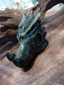 Beautiful Handcarved Serpentine Dragons Head (1) - Picture 1 of 2