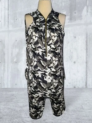 NUEVO CON ETIQUETAS ROBERT LOUIS $70 2 Piezas Gris Negro CAMO Camiseta sin Mangas Pantalones Cortos Talla Pequeña  Foto 1 de 4