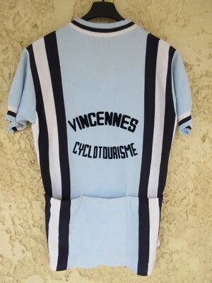 Maillot cycliste VINCENNES CYCLOTOURISME vintage shirt années 70 bleu ciel 4 L - Photo 1/4