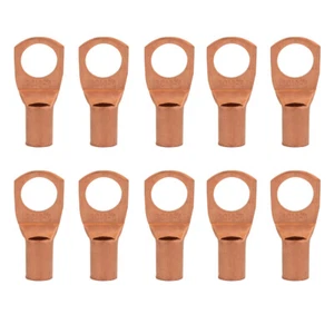 8 AWG Pure Copper Lugs Ring Terminals Connectors 5/16" Inch Ring Size 10 Pack - Picture 1 of 3