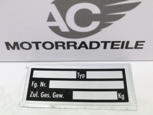 Placa de características de motocicleta coche lámina de metal de uso universal autoadhesiva nueva - Imagen 1 de 1