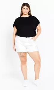 NEW City Chic Stretch Denim Ivory Harley Ripped Love Shorts + Size XL 22 #P12 - Picture 1 of 8