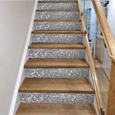 7" Grey Silver Glitter Stair Decals