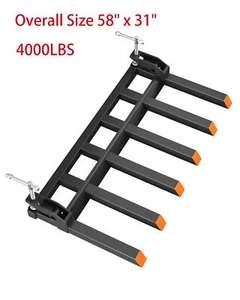 4000LBS Clamp on Debris Pallet Forks for 60" Loader Bucket Pallet Forks w/6 Fork - Picture 1 of 7