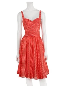 NEW Z Spoke Zac Posen Sz 4 Dress Red Polka Dot Silk Pintuck Pin-Up Sleeveless - Picture 1 of 11