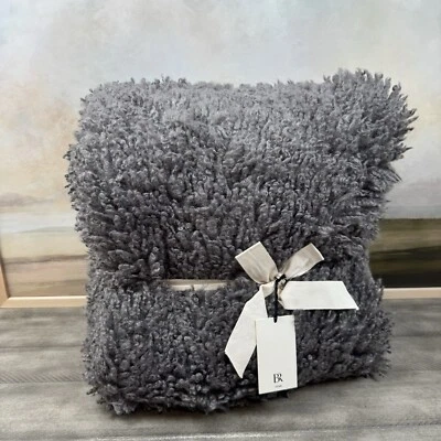Banana Republic Home Shag manta de piel sintética 50”x70” gris trueno nueva con etiquetas Foto 1 de 4