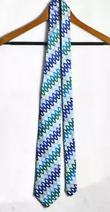 Emilio Pucci Silk Tie Mens Colorful 58" x 3.5" Green Blue - Picture 1 of 9