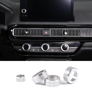Car A/C Volume Knob Decorative Ring For Honda Civic 2022 Aluminum Alloy Silver - Picture 1 of 10