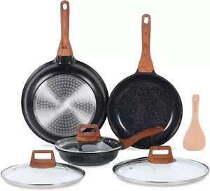 New-Nonstick Ceramic Frying Pans Skillets Set with Lids, Non-Toxic E - Picture 1 of 5