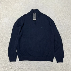 Rodd Gunn Sweater Men Extra Large Navy Quarter Zip Pullover Ribbed Knit - Picture 1 of 13