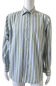 AMERICAN EAGLE Blue Issue Mens Size XL Stripe Button Up Long Sleeve Collar Shirt - Picture 1 of 10