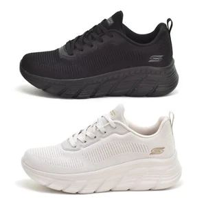 Skechers BOBS B Flex-Flying Hi Womens Trainers Vegan Sneakers Black or O. White - Picture 1 of 17