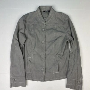 A.n.a Women’s Medium Blazer Jacket Black White Pinstripe Lightweight Cotton - Picture 1 of 7