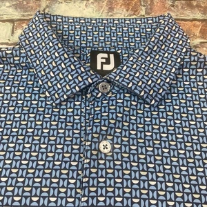 Footjoy Poloshirt Herren Large Blau Geometrisch Golf Performance Stretch Freizeit - Bild 1 von 11