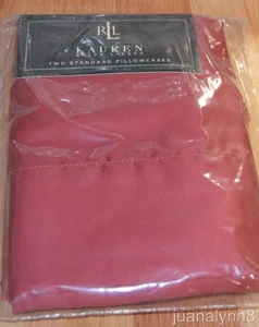 RALPH LAUREN Damask Red STANDARD PILLOWCASES NEW 1ST QUALITY COTTON SATEEN - Picture 1 of 2