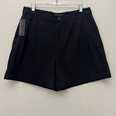 Banana Republic Pleat Front Shorts Black Womens Size 10 NWT - Image 1 of 4