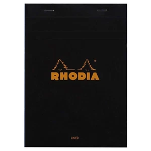 Rhodia Head Stapled Pad No16 A5, Ruled + Margin, 148x210mm-Black - Picture 1 of 1