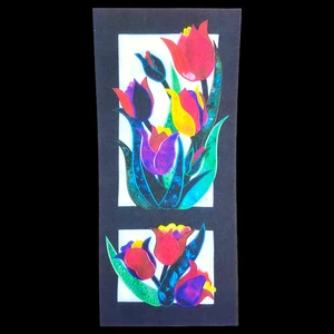 Tulip Applique Quilt Pattern - 14x26 vtg Spring Flowers Floral Plants Leaves - Picture 1 of 3