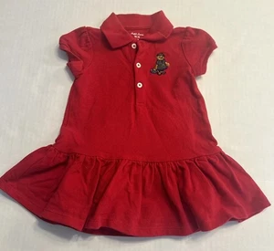 Ralph Lauren rotes Polo Teddybär Kleid Gr. 9M Rüschenkleid mit Windelhülle - Bild 1 von 8