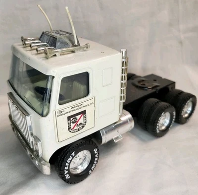 Nylint Pressed Steel GMC Cabover Semi Tractor ABC Sports USA White Incomplete  - Image 1 of 4