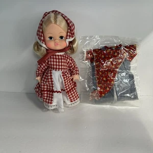 Vintage Kelloggs Sweetheart Mais Puppe 9" rot kariert Kleid Extra Outfit K - Bild 1 von 7