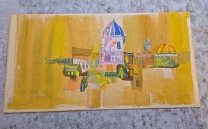 Seltenes Aquarell Gemälde B. Wypasek 18"x9" gut gemacht ungewöhnliche Kunst bunt alt - Bild 1 von 9