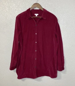 J Jill Damen Cord Button Up Tunika Top Größe XL Rot Rustikal Herbst Country Chore - Bild 1 von 14