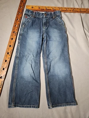 Pantalones de mezclilla Oshkosh para niños jóvenes 6 azules carpintero pierna recta algodón desvanecido  Foto 1 de 4