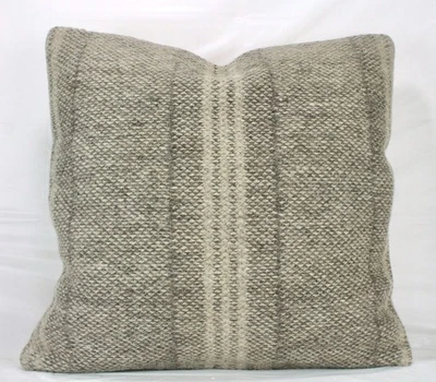 Funda Almohada Kilim Decorativa Turca Beige Gris 24" Almohada Kilim Grande Vintage Foto 1 de 4