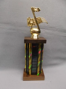music note trophy short solid walnut black /gold column walnut base award - Bild 1 von 1