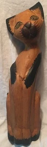 Vintage handgeschnitzte Holzstatue Siamkatze Volkskunst 17 cm - Bild 1 von 7