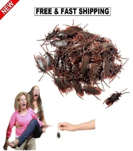 100 Prank Cockroaches Realistic Cock Roach Plastic Fake Creepy Bugs Gag Toy Joke - Picture 1 of 7