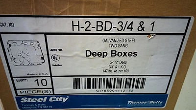 STEEL CITY H-2-BD-3/4 & 1 NEW IN BOX 2G STEEL GANG BOX 2 1/2 DEEP LOC REZ BACK