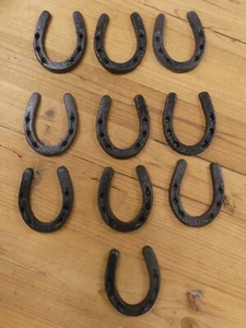 10 CAST IRON SMALL HORSESHOE 3" x 3 1/2" Horse Nick Nack Decorative BLACK COLOR - Picture 1 of 9