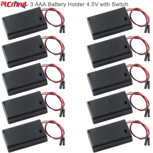 10 Stck. 3 x AAA Batteriehalter Pack Etui Box 4,5 V mit Abdeckung Schalter Dupont Stecker - Bild 1 von 4