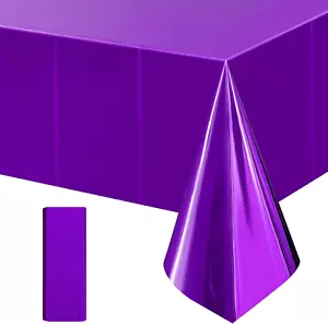 1 Piece Purple Foil Tablecloth 54 * 72Inch Lavender Plastic Birthday Party Table - Picture 1 of 12