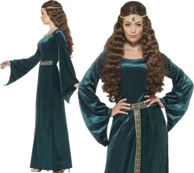 Ladies Medieval Maid Marion Fancy Dress Costume S to Plus Size by Smiffys - Image 1 of 4