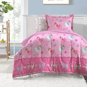 Kids Bedding Set 5-Piece Magical Princess Microfiber Girls Comforter Sheets Twin - Picture 1 of 10