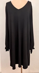 GILLI Womens V-Neck Long Sleeve A-Line Midi Dress Black Size 1X - Picture 1 of 12