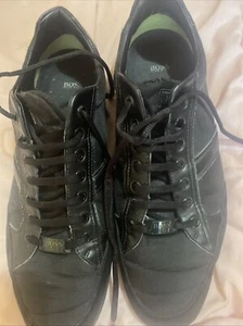 Black & Suede Hugo Boss Trainers Size Uk 45 50407772 Great Condition - Picture 1 of 9