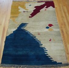 TRIBAL GABBEHH GOATS HAND-KNOTTED WOOL ORIENTAL RUG CLEANED  4'5" x 6'9"  