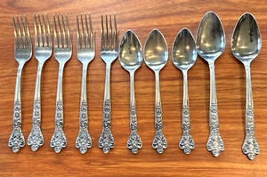 Versailles MSI  5 Forks 3 T Spoons 2 Table Spoons Stainless Vtg Flatware Rose - Picture 1 of 6