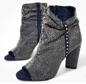 Gianni Bini Studded Sparkle Ankle Boots Shoes Heels Women’s Size 6M Peep Toe - Picture 1 of 3