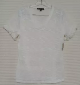 INC NEU Damen hellweiß Fransenbesatz offen Strick T-Shirt Freizeit Shirt Top M TEDO - Bild 1 von 9