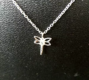 Sterling Silver Dragonfly Necklace with Crystal, New in Box, Mother Day gift - Picture 1 of 3